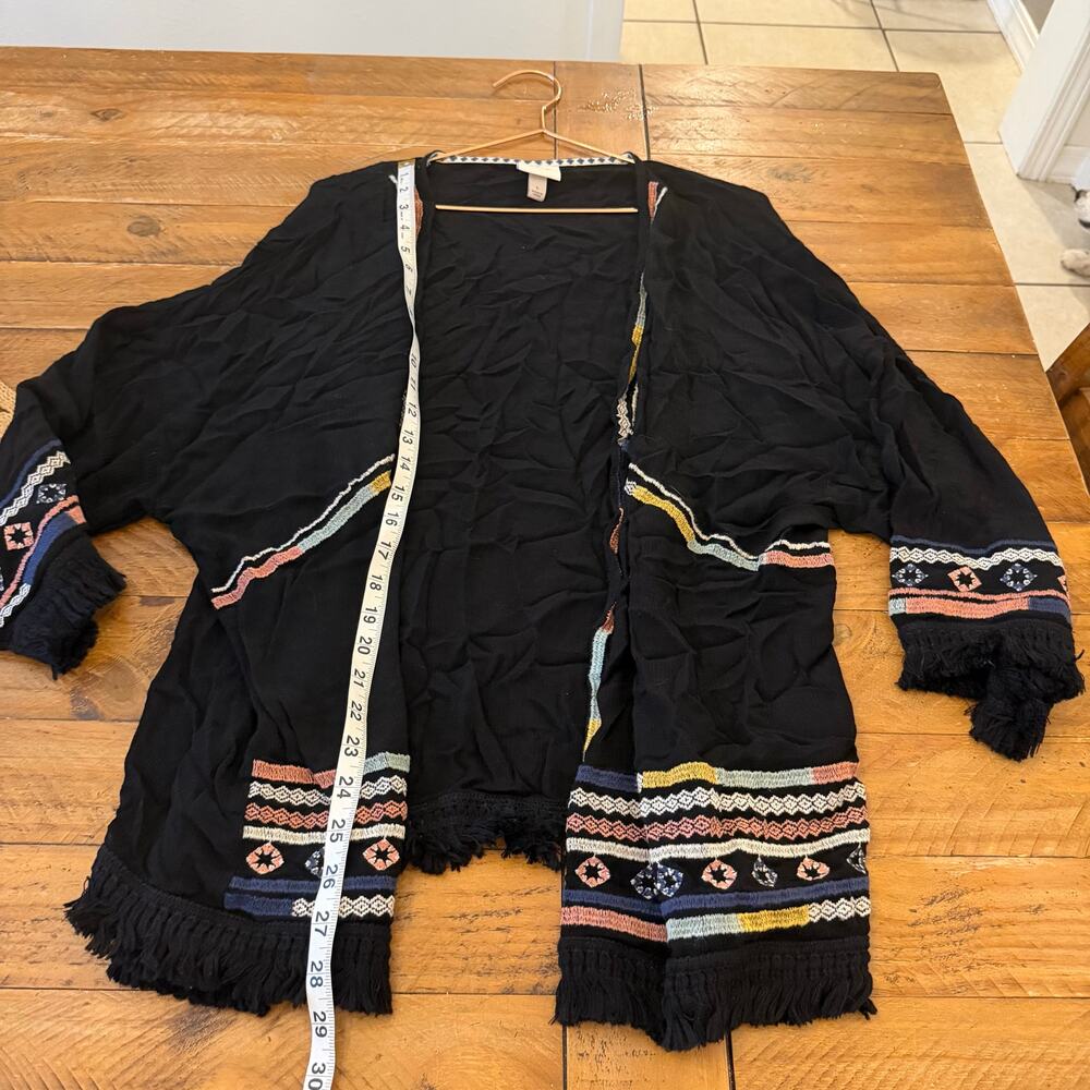 Knox rose boho embroidered fringe kimono size large - Picture 6 of 7
